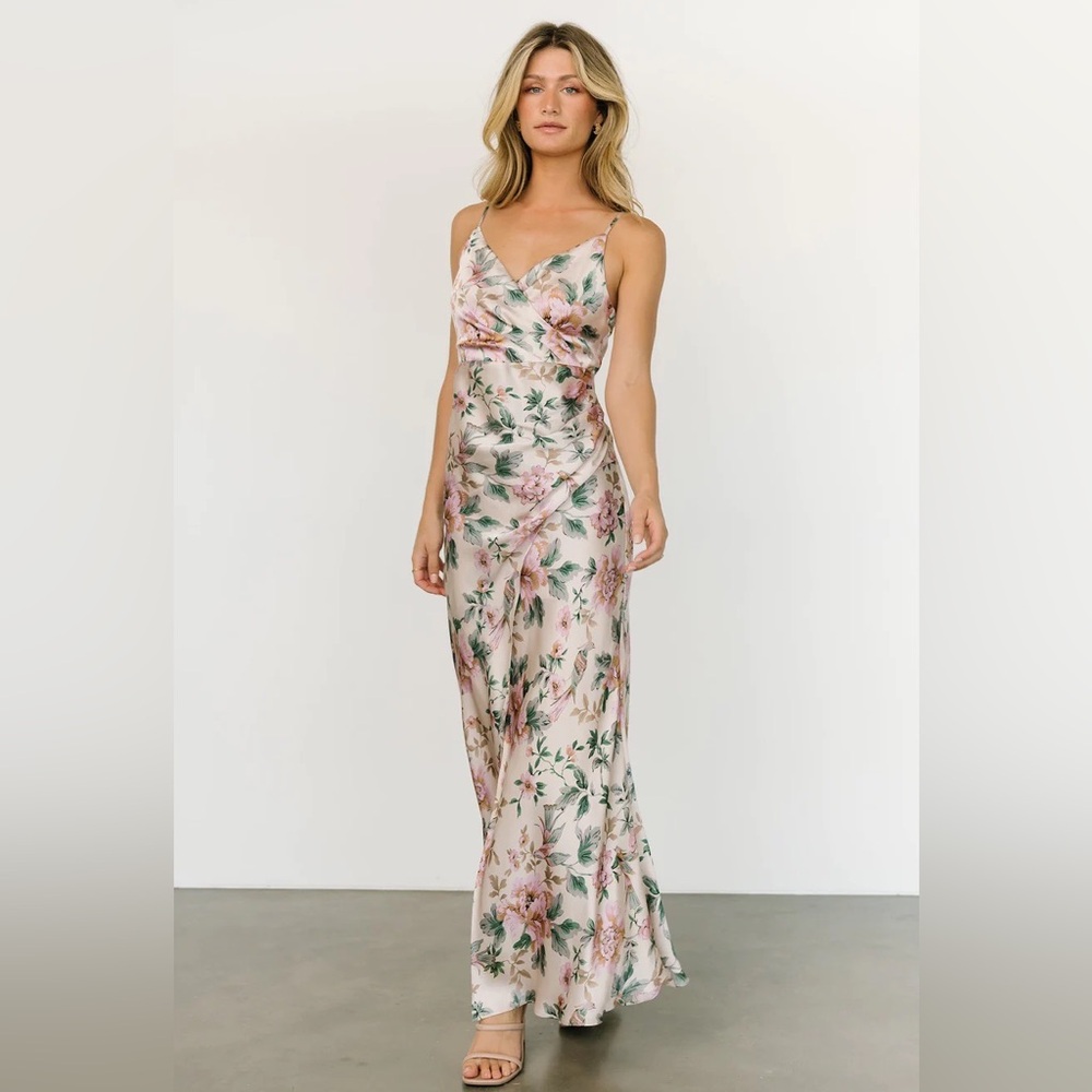 NWT Balticborn champagne dress with blush flowers.